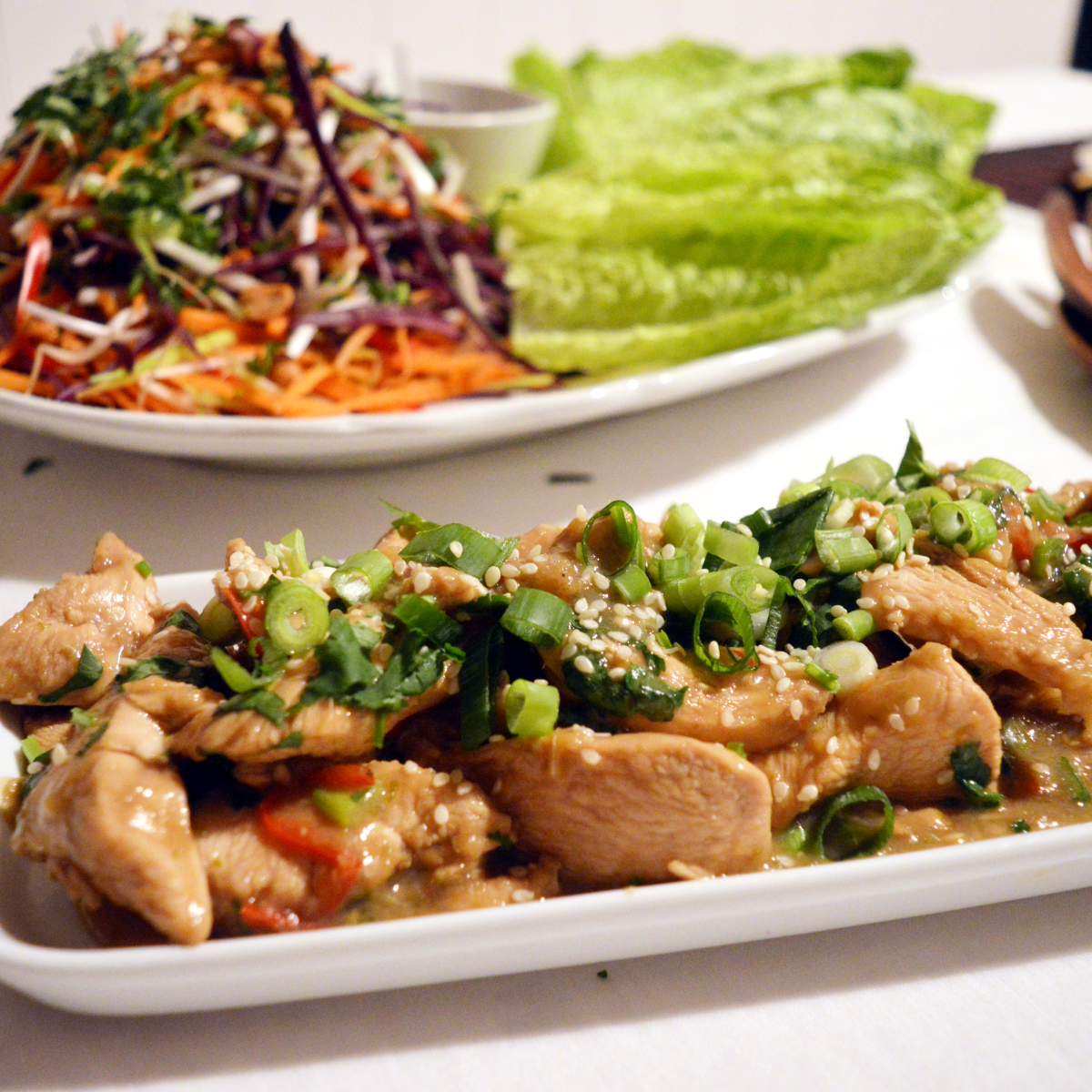 Fragrant chicken with vibrant Asian slaw in lettuce&nbsp;wraps